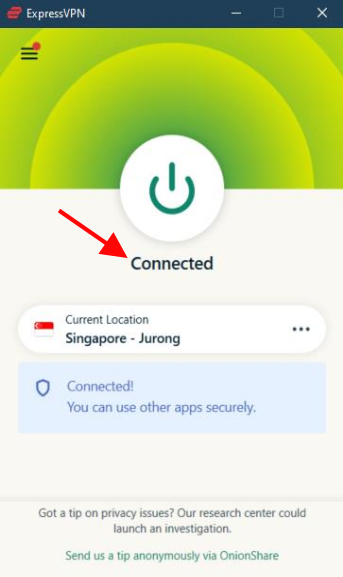 ExpressVPN successful connection