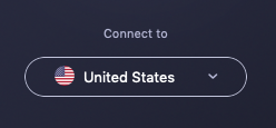 CyberGhost's dropdown menu for location connection set to United States