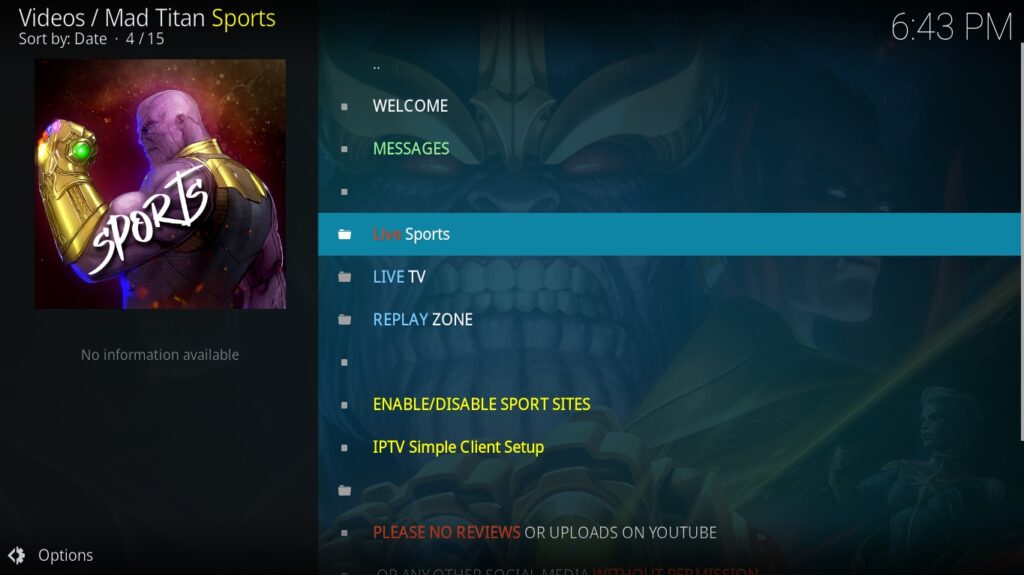 Mad Titan Sports Main Menu