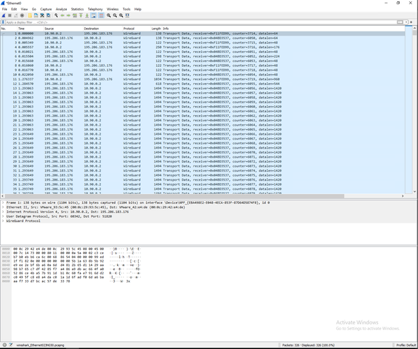 NordVPN Network Traffic Results Ran Via Wireshark