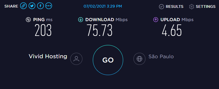 NordVPN Speed Test Brazil