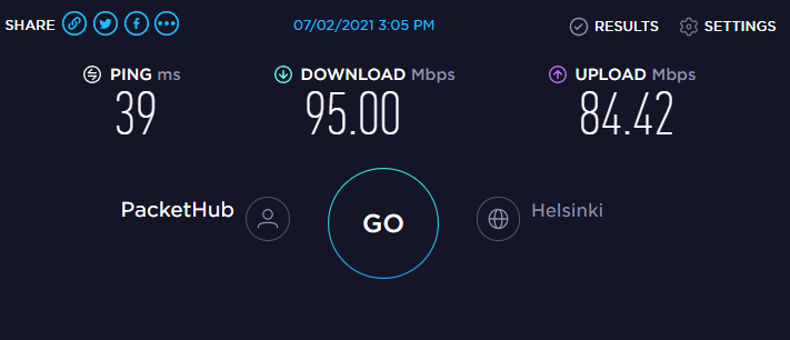 NordVPN Speed Test Finland