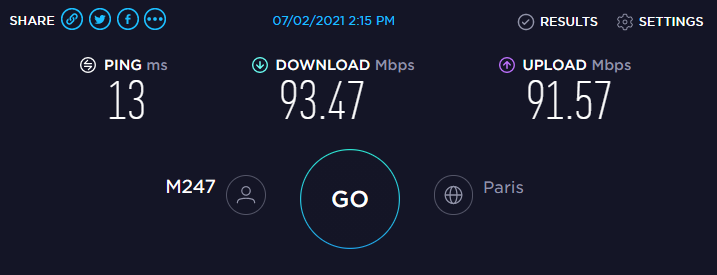 NordVPN Speed Test France