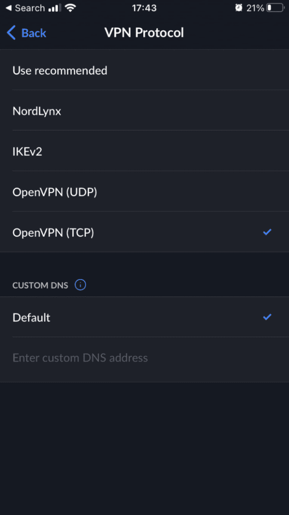 NordVPN iOS App