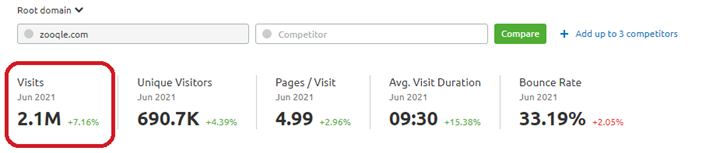 ZOOQLE Traffic Metrics