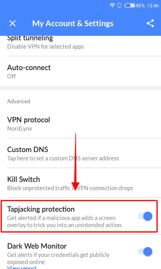 tap jacking protection