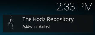 Time showing and kodi repository installed notification