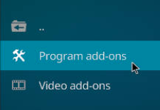 Kodi Program add-ons highlighted