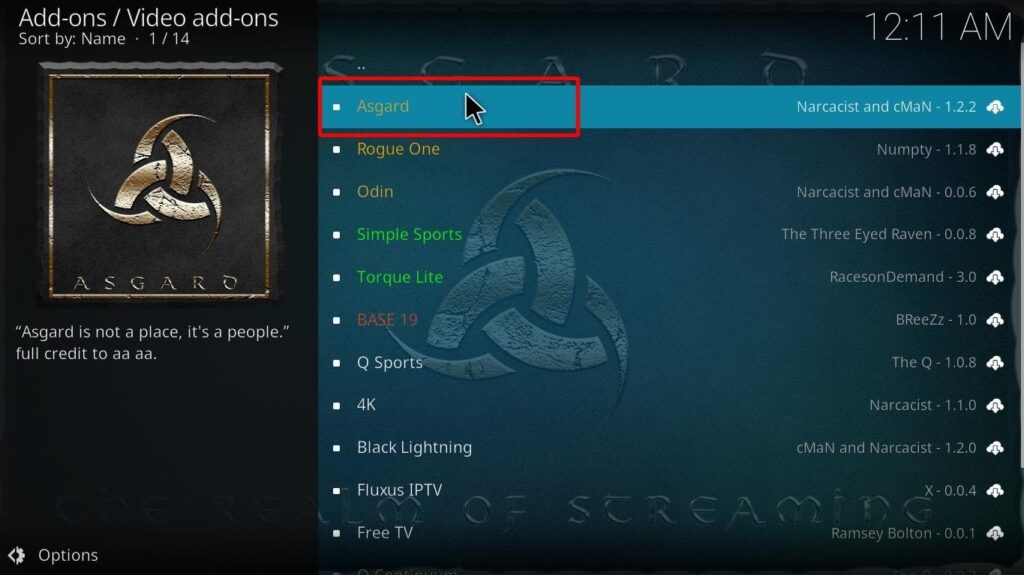 Asgard Kodi Addon within Narcacist Repo