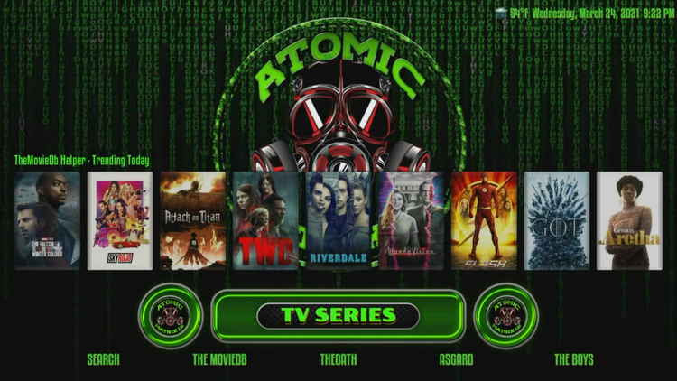 Atomic Matrix TV Series menu