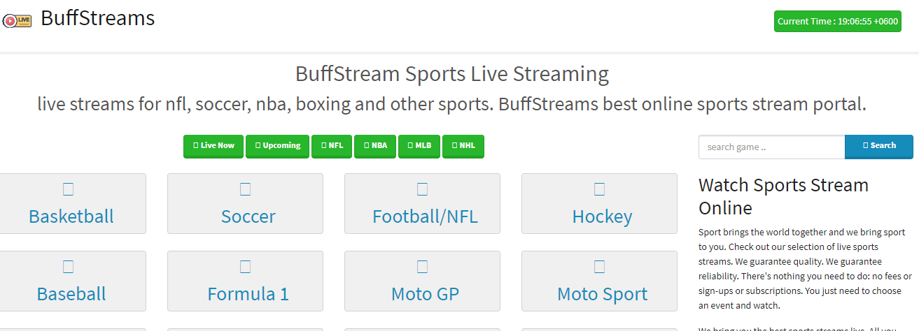 Bufferstream best online free sports live streaming portal