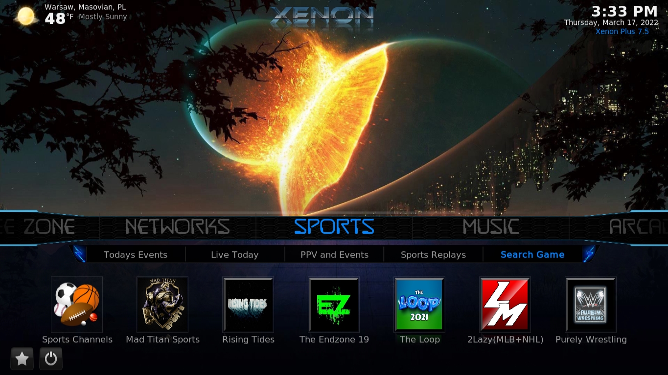 Diggz Xenon Kodi Build Main Page Sports Category