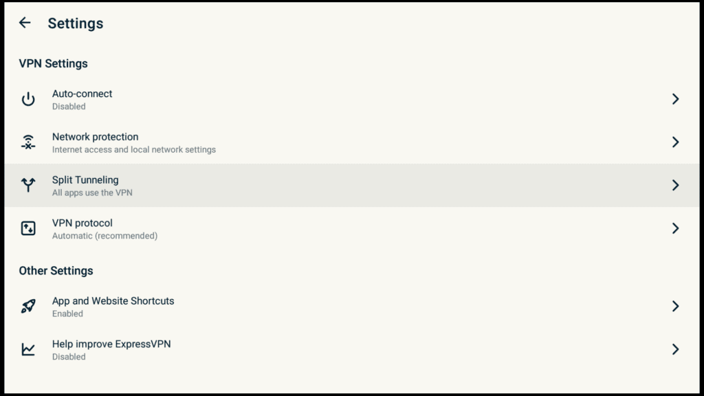 ExpressVPN Settings