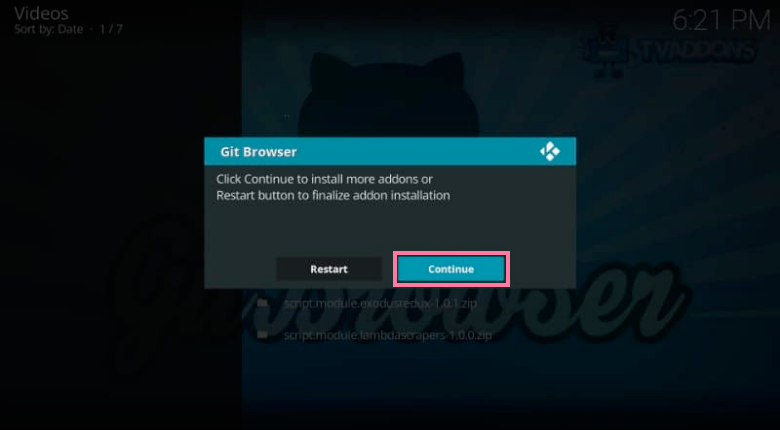 GitBrowser Once the installation is completed, select “Continue”