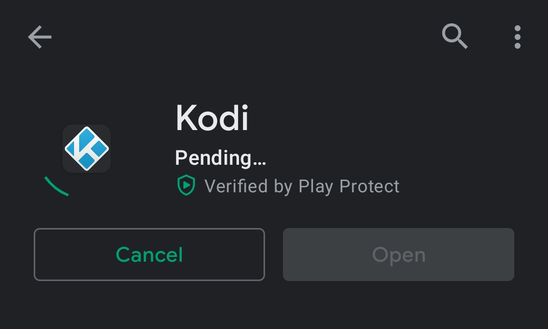 Google Play Kodi download screen