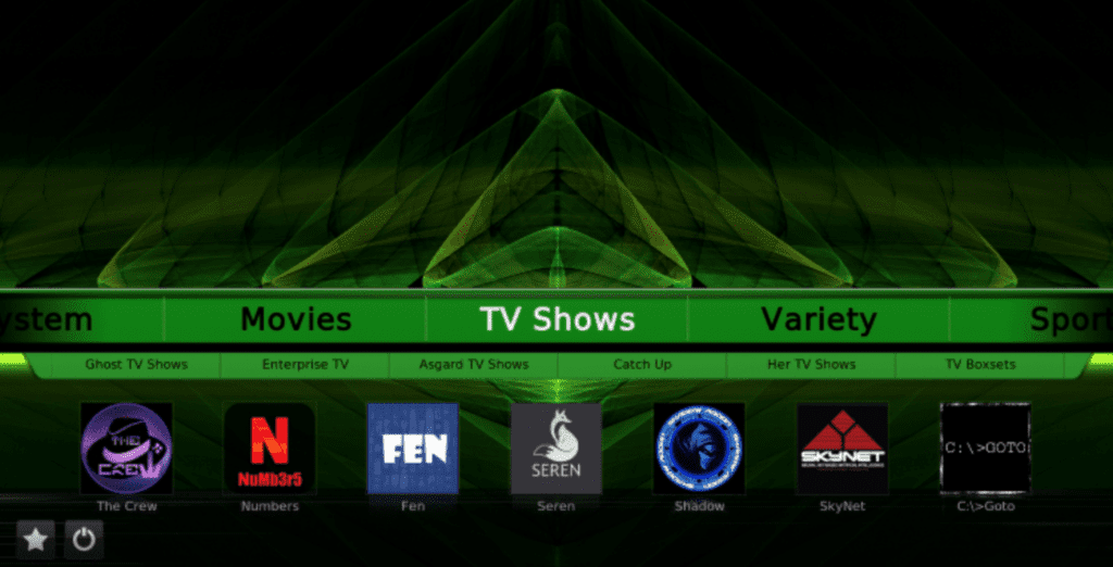 Green Monster TV Shows menu