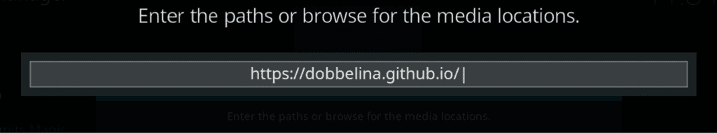 Kodi Add source search bar showing the Dobbelina link