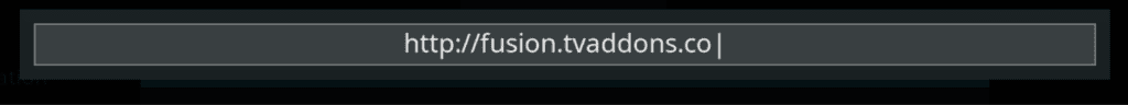 Kodi Add source search bar showing the Fusion TV Add-ons link