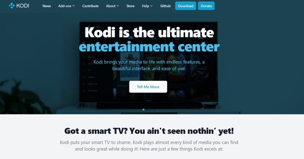 Kodi home page: addon for Smart TV