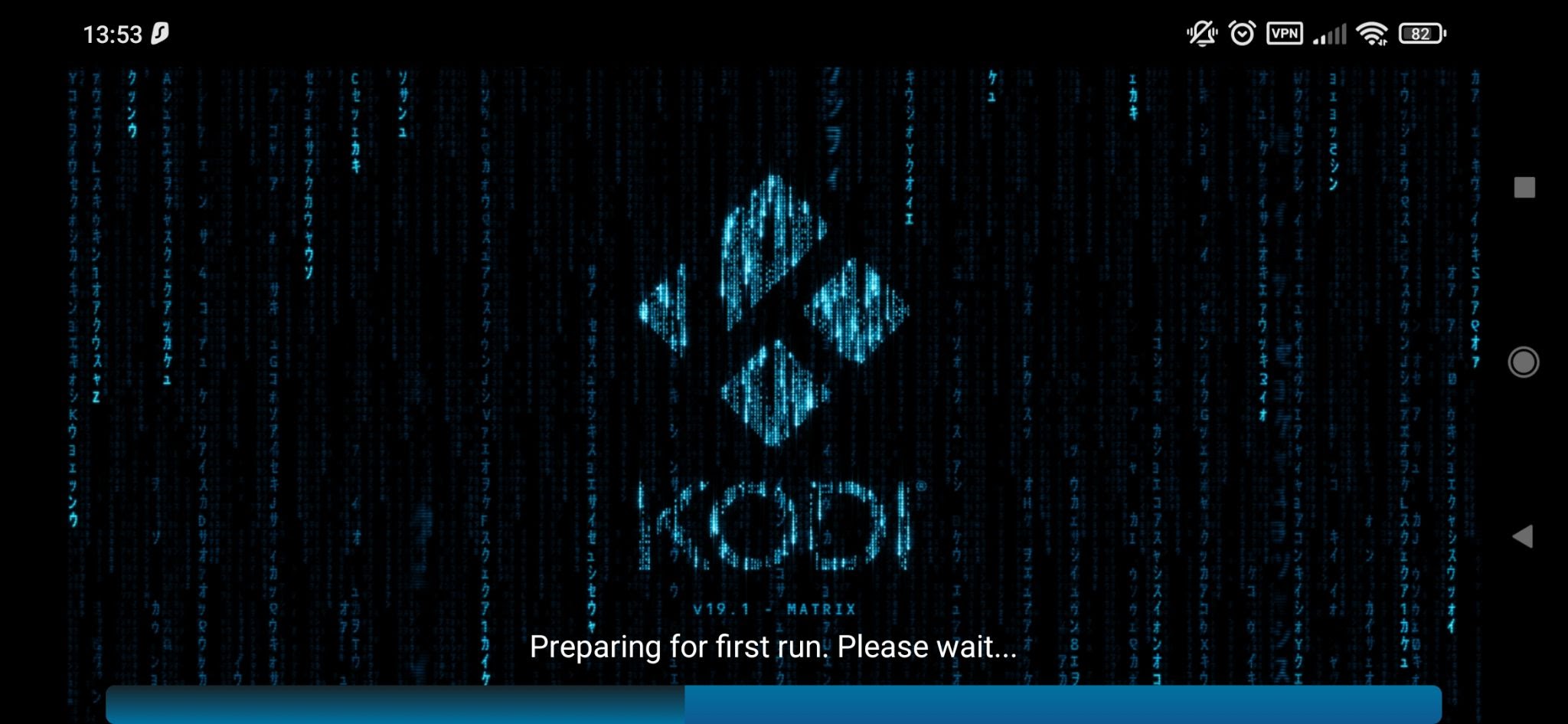 Kodi initializing screen