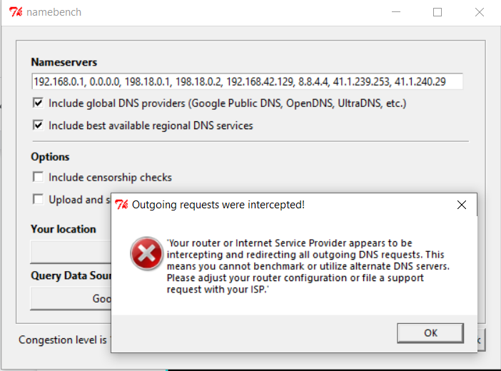 Namebench used to the VPN assigned DNS