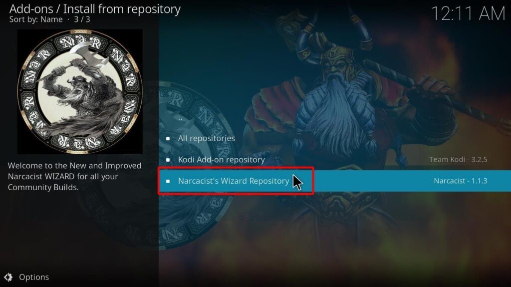 Narcacist Wizard Repository option under the Add-ons/Install from repository category