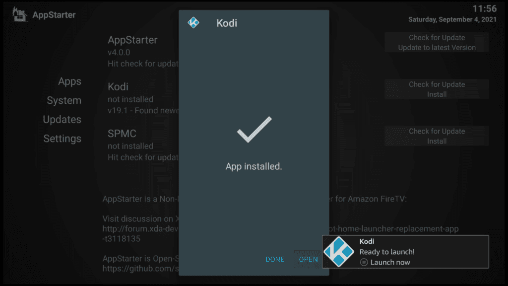 Option to launch Kodi 19 on Firestick