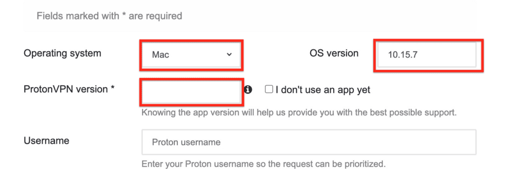 ProtonVPN’s support form