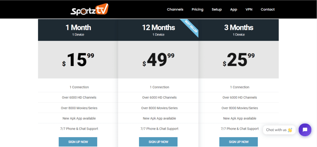 Sportz TV pricing and plans