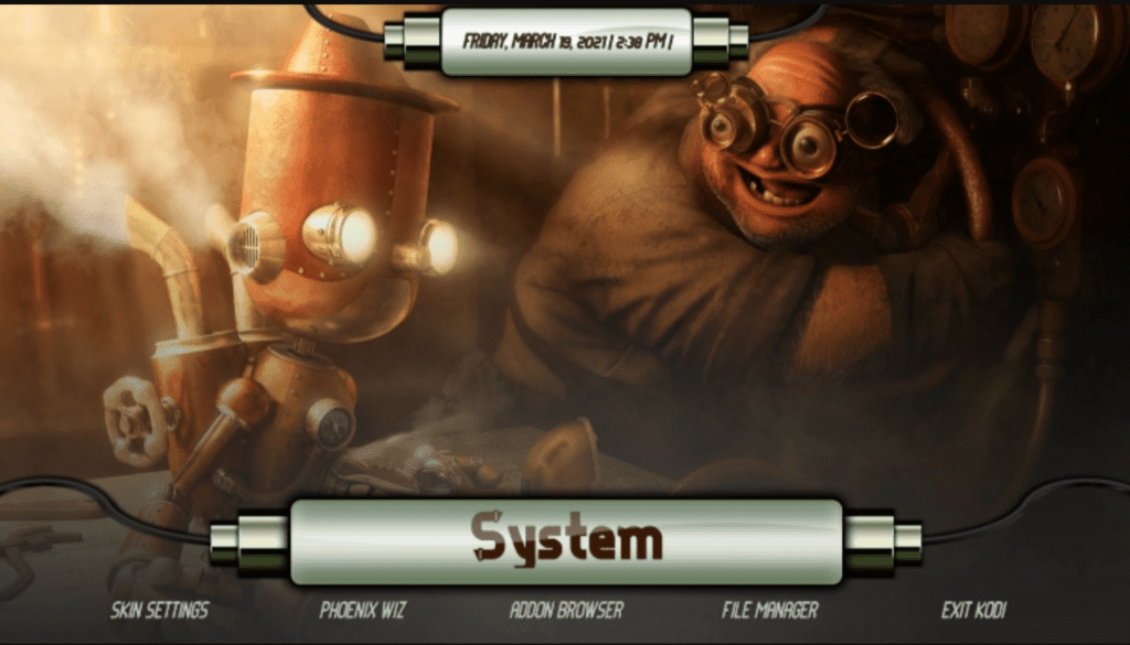 Steampunk System setting menu