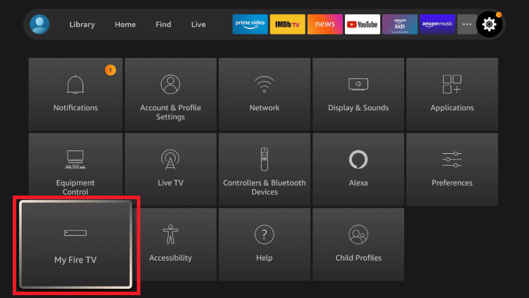 The Downloader app is downloaded, find My Fire TV to find the extra settings.