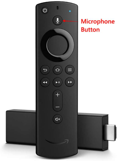 A screenshot of the microphone button highlighted on your Alexa Voice Remote