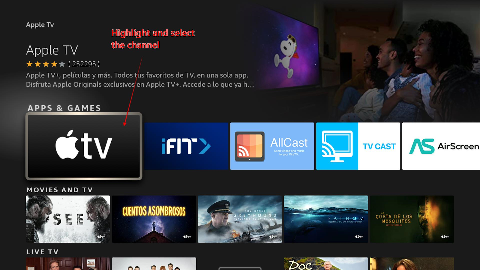 Apple TV appearing on the search results of Amazon’s App Store