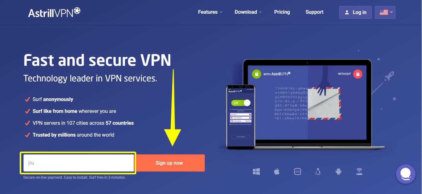 Astrill VPN website home page