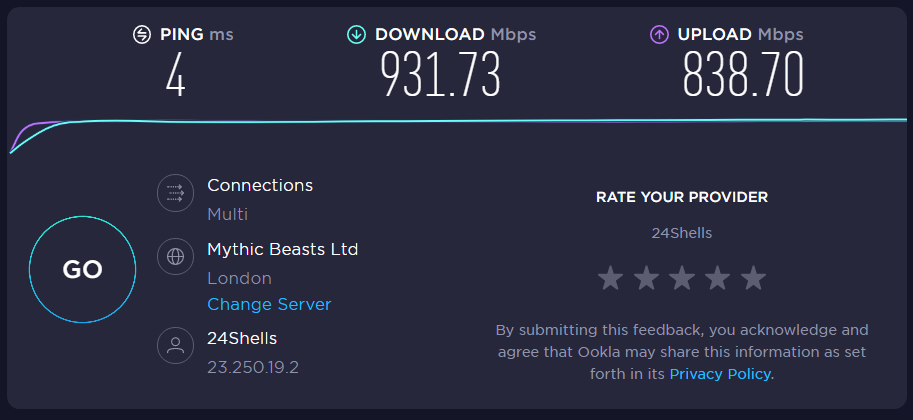 Astrill test made with a VPN connection