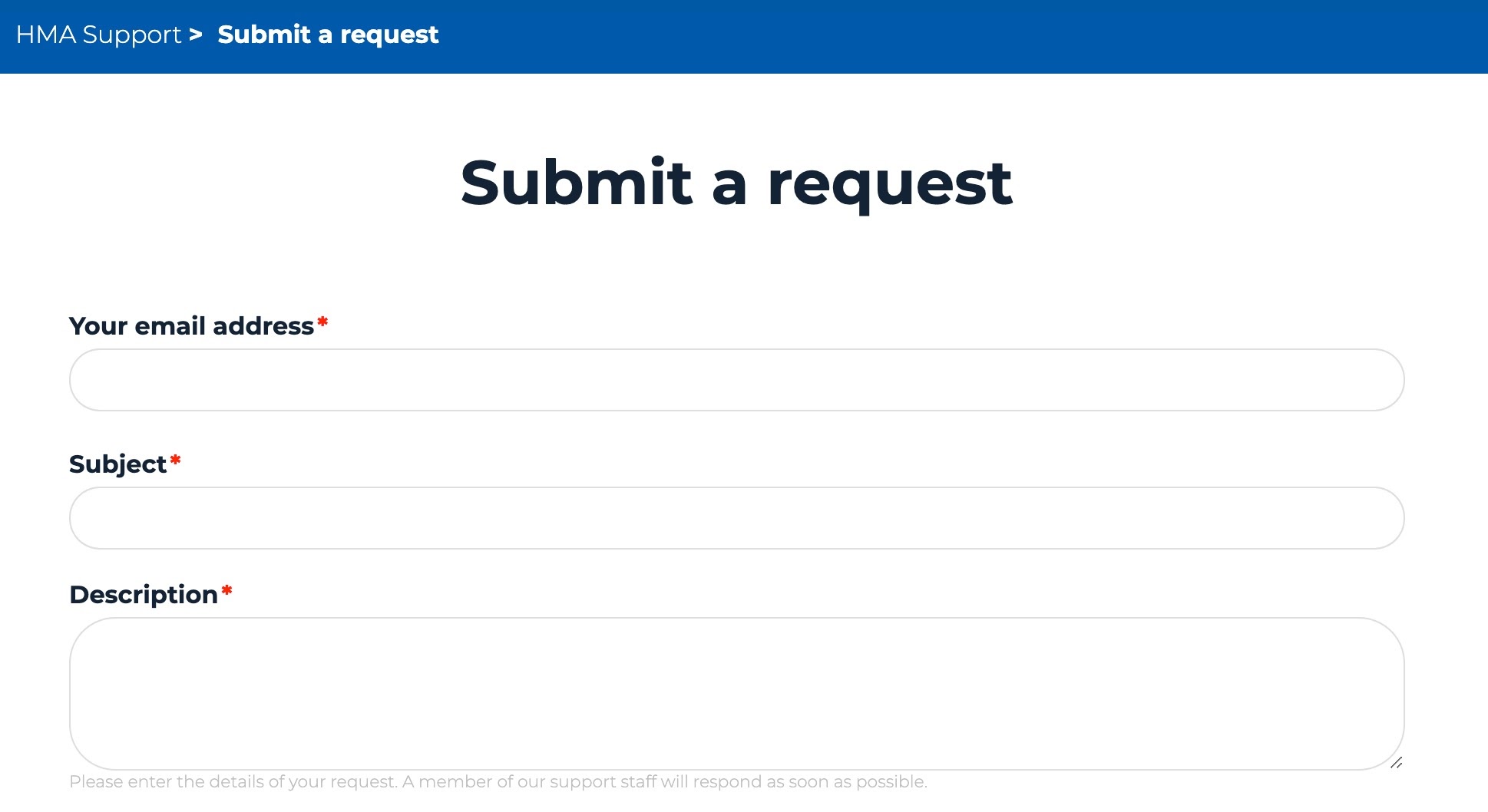 HMA VPN customer support request form