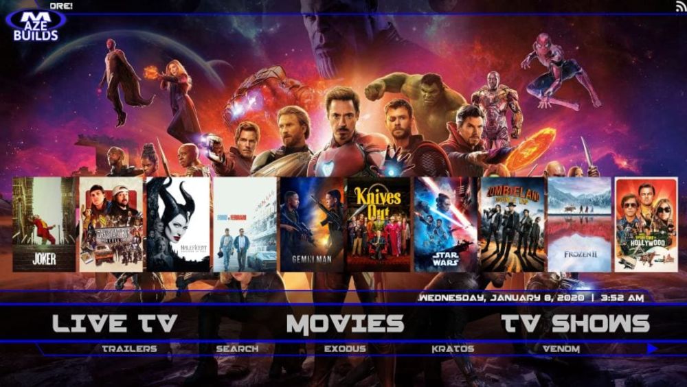 Maze Movies menu