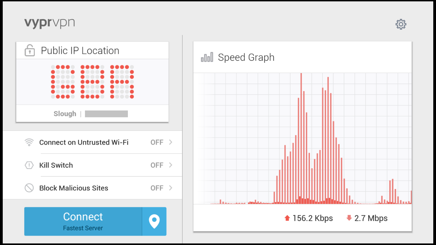 VyprVPN App for Firestick interface