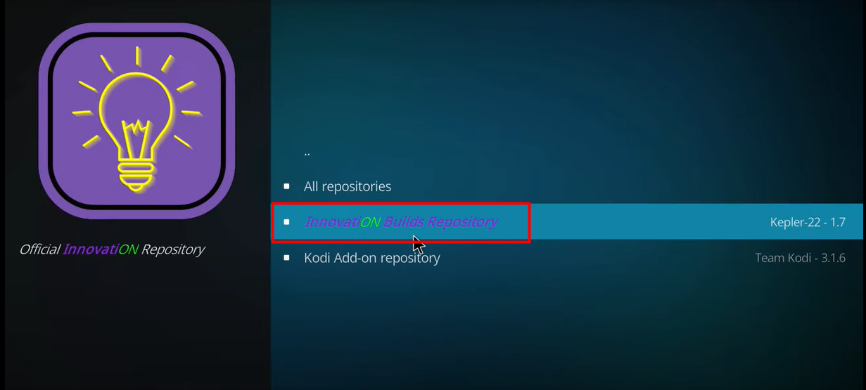 Click on the Innovation Builds Repository