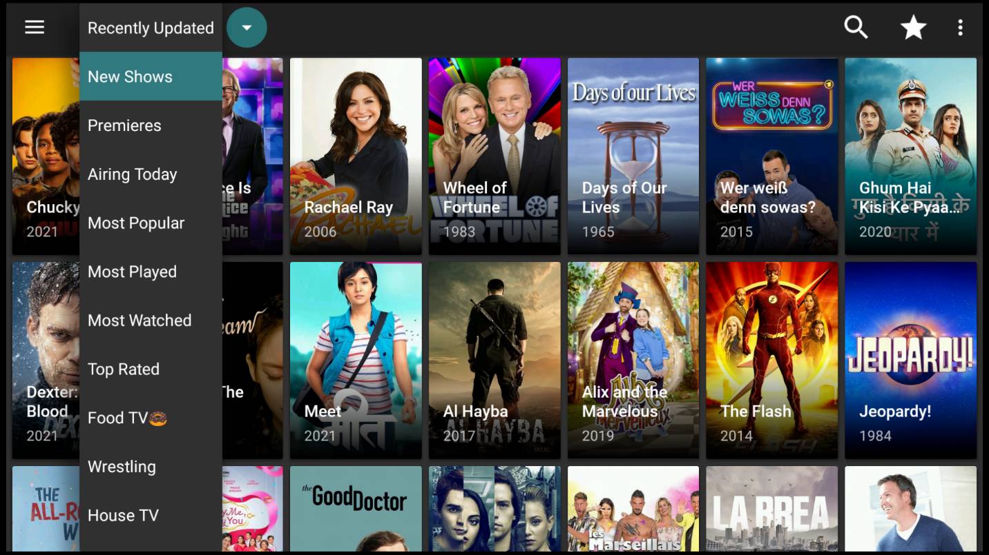 CyberFlix Title Filters options menu