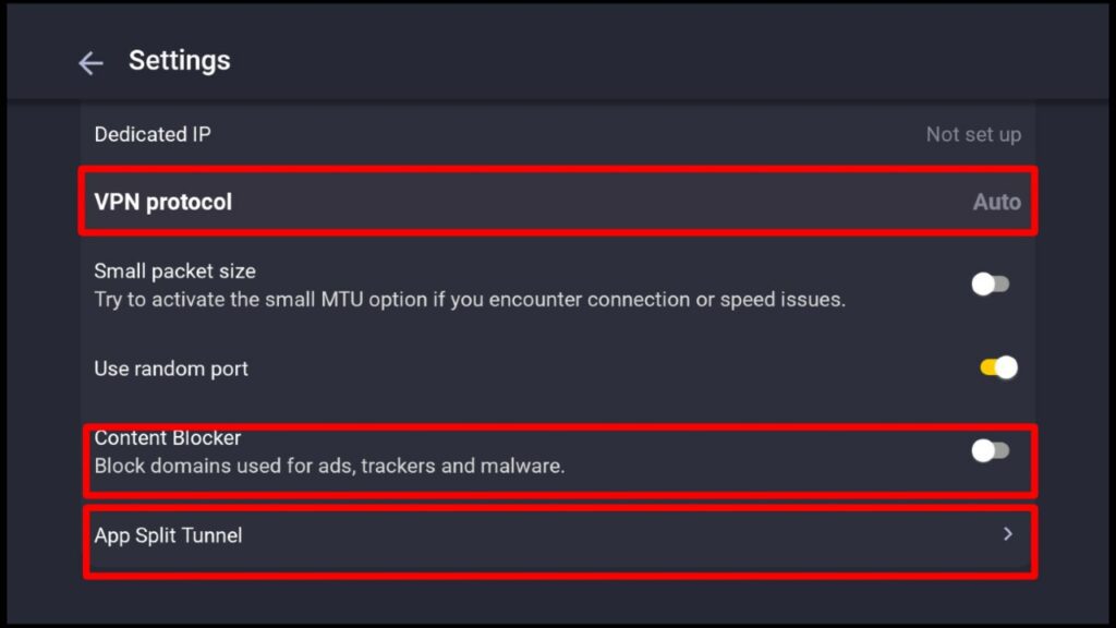 CyberGhost settings options