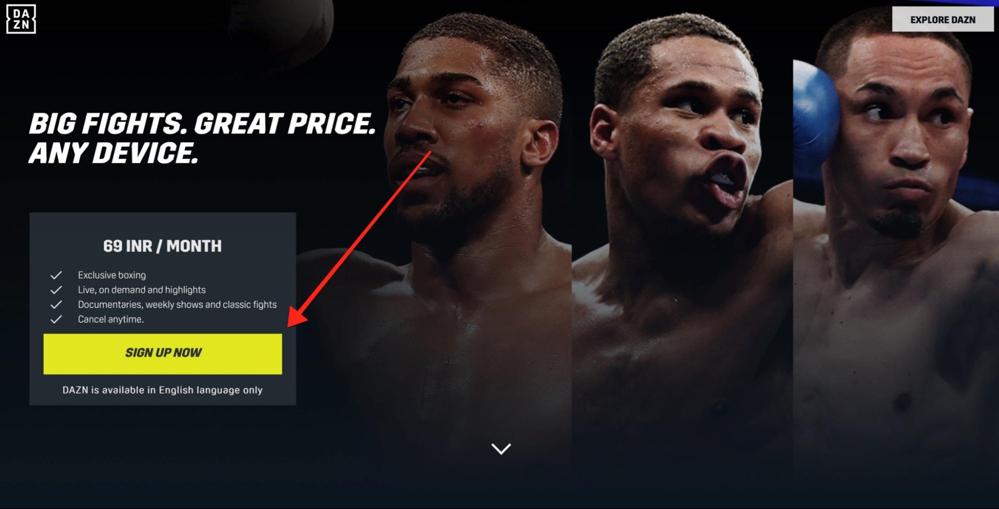 DAZN’s official website