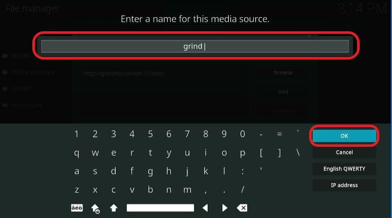 Enter name for source