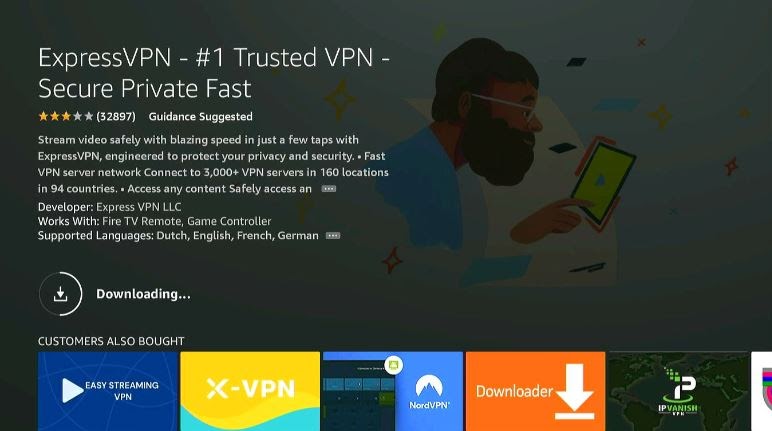 ExpressVPN downloading screen on Firestick