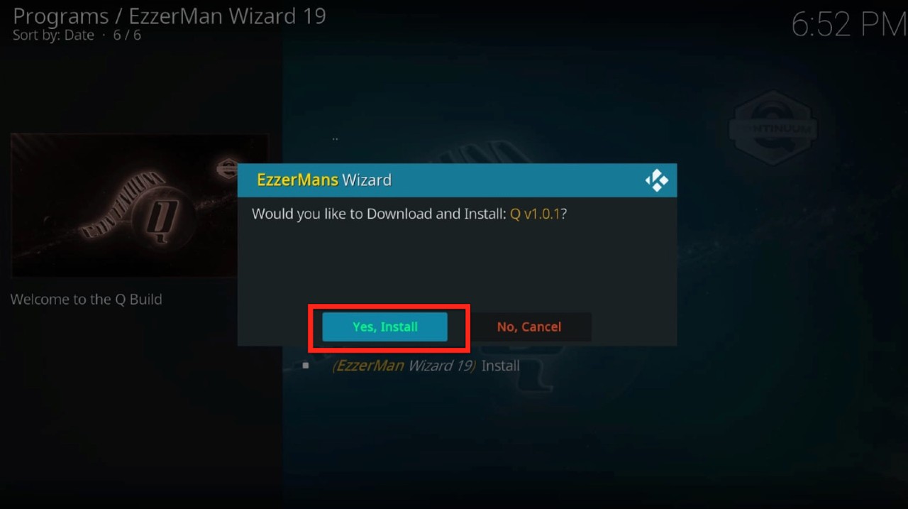 EzzerMan prompt asking for download, click Yes, Install