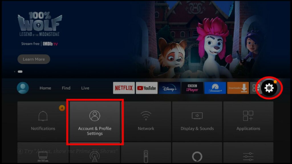 Firestick account and profile settings option