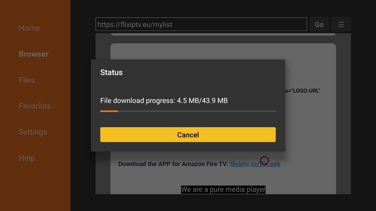 Firestick will start downloading the Flix IPTV apk file