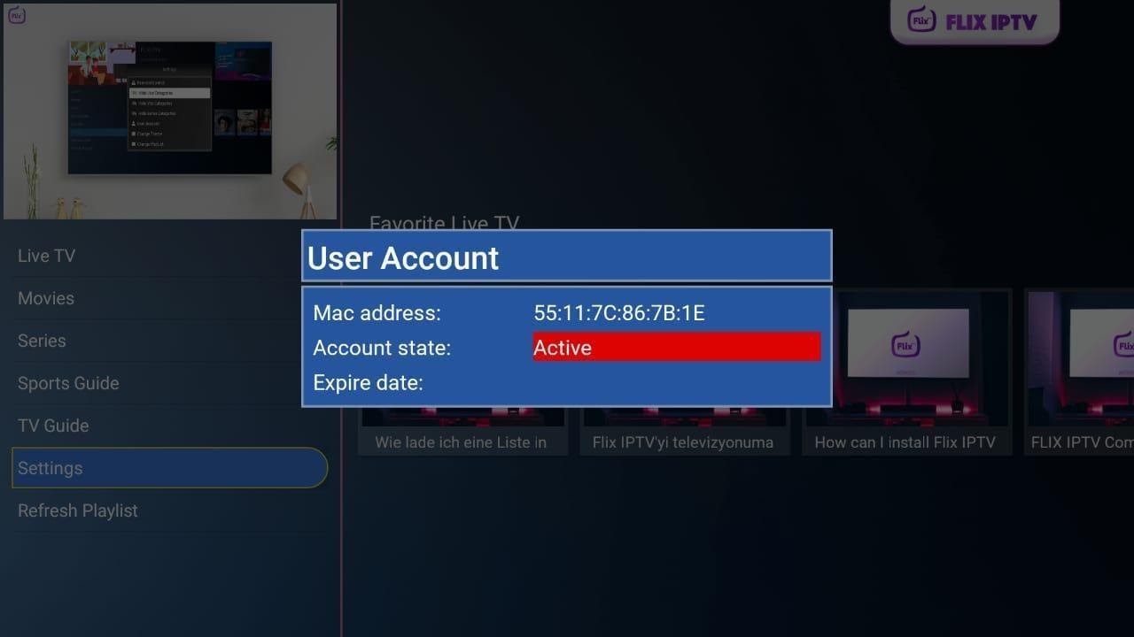 Flix IPTV Mac Address