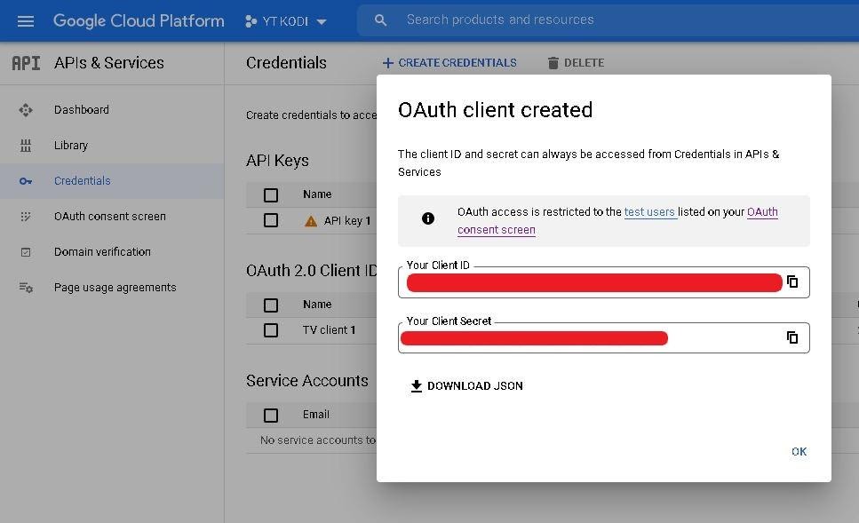 Google cloud project create OAuth client ID get an ID and a Client Secret