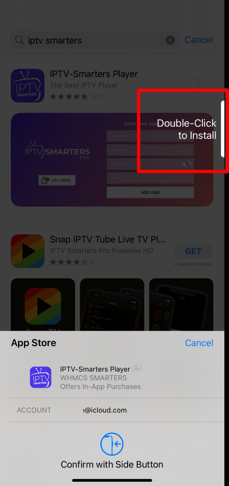 IPTV Smarters Player download option on the App Store